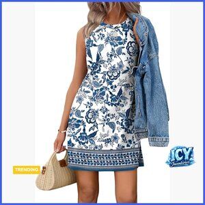 Casual Sleeveless Tank Dress Crewneck A-Line Summer Boho